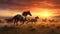 Vibrant Hispanicore: Horses Running In Zbrush-style Grass Prairie