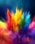 Vibrant holi paint powder bursting in colorful spectacle against dark background