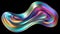 Vibrant holographic liquid blob on black background iridescent wavy melted form