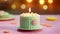 A vibrant, homemade birthday cake with multi colored icing and candles generated by AI
