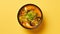 Vibrant Hot And Sour Soup Bowl With Rice Noodles And Mushrooms