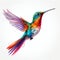 Vibrant Hummingbird in Flight Isolated on White Background. Generative ai