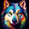 Vibrant Husky Illustration With Radiant Colors On Black Background