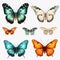 Vibrant Hyper-realistic Butterfly Illustrations On Transparent Background