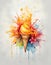 A vibrant ice cream cone with a splash of colorful paint and flowers, illustrating a blend of realism and abstract art