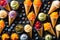 Vibrant Ice Cream Cones: Blueberry, Strawberry, Pistachio, Almond Flavors