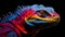 Vibrant Iguana: Close-up Of Colorful Komodo Dragon On Black Background
