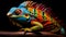 Vibrant Iguana: Surrealistic Realism In Colorful Reptile Portrait