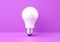 Vibrant Illumination: Light Bulb Glowing on a Purple Background