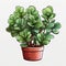 Vibrant Illustrated Potted Plant with Lush Green Leaves.