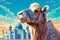 A vibrant illustration of Camel, Sheep, Goat, and mosque creates a captivating backdrop