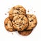 Vibrant Illustration Of Chocolate Chip Peanut Butter Cookies On White Background