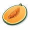 Vibrant Illustration Of Fresh Cantaloupe Slice With Contoured Shading