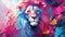 Vibrant Illustration Of A Lion: A Colorful Painting With Soft Gradients