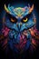 Vibrant illustration of a majestic owl, showcasing its vivid plumage and captivating presence