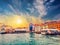 Vibrant illustration painting of Venice, Italy, with its iconic canals, gondolas, and buildings