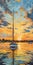 Vibrant Illustration Of Sailboats In Sunset On A J 24 In Kittery Harbor