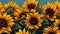 A vibrant illustration showcasing a charming background of sunflowers. Generative AI