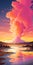 Vibrant Illustration Of A Whistlerian Cloudscape In Orange And Magenta