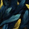 Vibrant Illustrations: Blue And Yellow Feathers Wallpaper