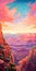 Vibrant Illustrations Of Grand Canyon Landscape With Expansive Skies