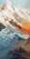 Vibrant Impasto Glacier Painting With Textured Detail And Warm Color Palettes