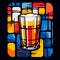 Vibrant Imperial Stout Logo: Colorful Beer Glass On Stained Glass Background