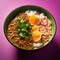 Vibrant Indian Pop Culture Bowl With Lentil Soup On Purple Background