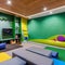 A vibrant and interactive playroom with a climbing wall, a slide, and a dedicated reading nook3, Generative AI