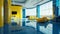 Vibrant Interior Design: Sunshine Yellow and Cerulean Blue with Award-Winning Shiny Walls