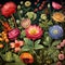 Vibrant and Intricately Detailed Collage of Botanical Illustrations