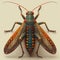 Vibrant and intricately patterned grasshopper, AI-generated.