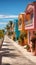 Vibrant island scenes colorful houses on Barbados, tropical delight