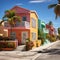 Vibrant island scenes colorful houses on Barbados, tropical delight