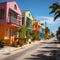 Vibrant island scenes colorful houses on Barbados, tropical delight