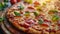 Vibrant italian pizza photography delicious toppings and cheese pull in high resolution