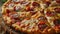 Vibrant italian pizza photography mouthwatering toppings and mozzarella cheese pull in sharp detail