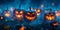 Vibrant Jack O Lanterns And Eerie Spirits Create A Halloween Atmosphere