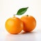 Vibrant Japanese Photography: Oranges With Green Leaf On White Surface