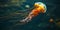 Vibrant Jellyfish Gliding Through Deep Ocean Waters