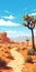 Vibrant Joshua Tree Desert Landscape Illustration Poster