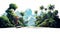 Vibrant Jungle Illustration With Skateboarding Scenery