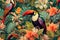 Vibrant Jungle Symphony: Toucans in a Tropical Garden
