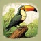 Vibrant Jungle Toucan: Hyper-detailed 2d Game Art And Charming Illustrations