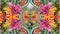 Vibrant Kaleidoscope Floral Display with Rainbow Accents