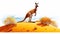 Vibrant Kangaroo Illustration On Desert Sand Dune