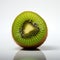 Vibrant Kiwi Slice on White Background - Generative AI