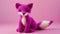 Vibrant Knitted Fox On Pink Background: A Delicate Touch Of Sophistication