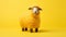 Vibrant Knitted Sheep On Yellow Background - Zbrush Style