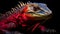 Vibrant Komodo Dragon: Dark Red And Light Gold Iguana Portrait